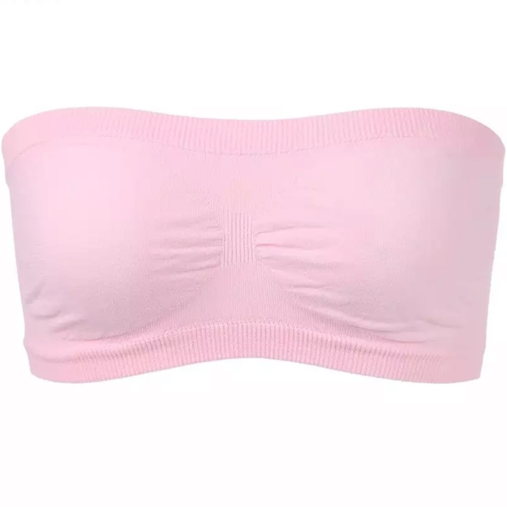 PINK Tube Bra Bralette Top Light Mesh Back XS-M Seamless Pastel